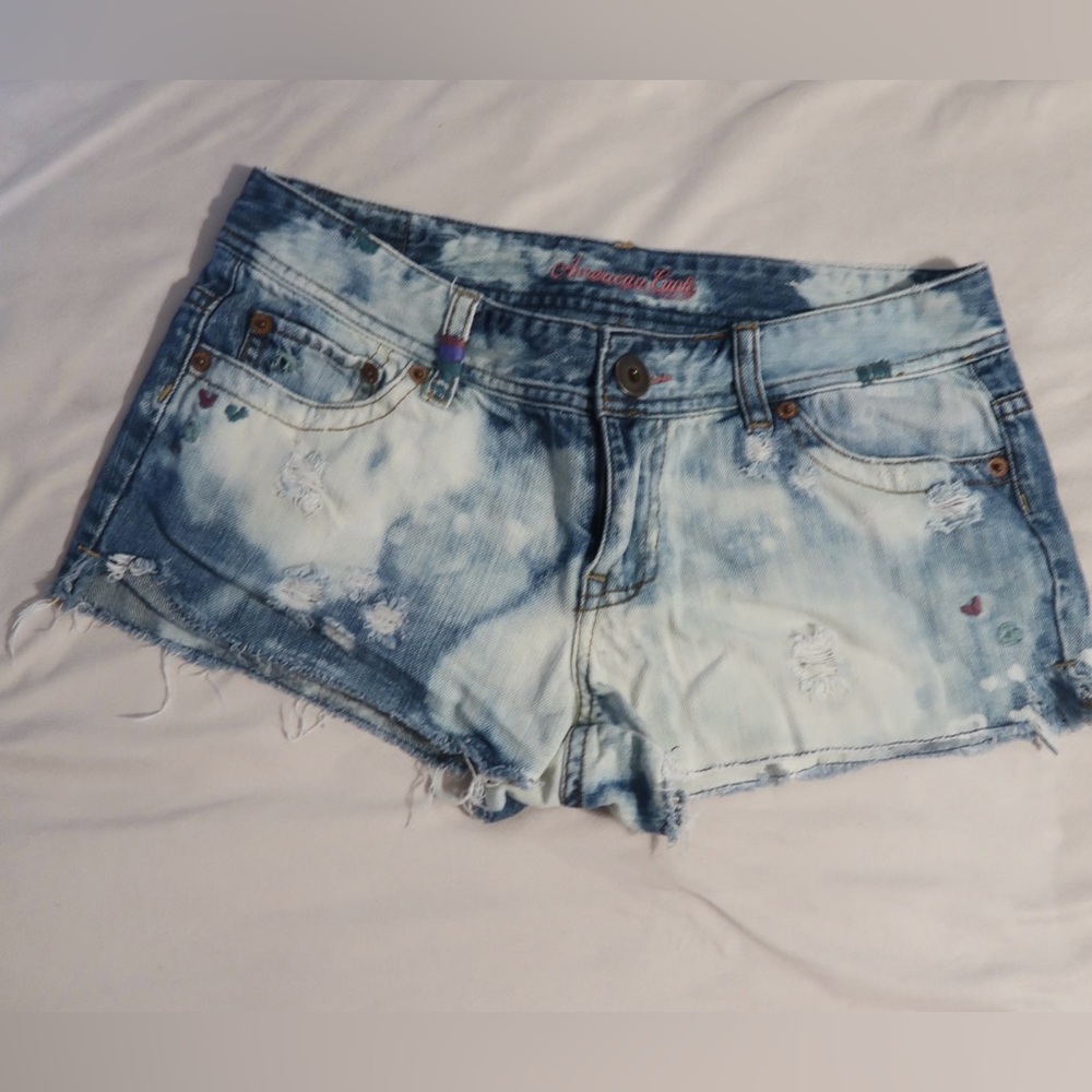 American Eagle Outfitters Light Blue Distressed Short Shorts Size 4